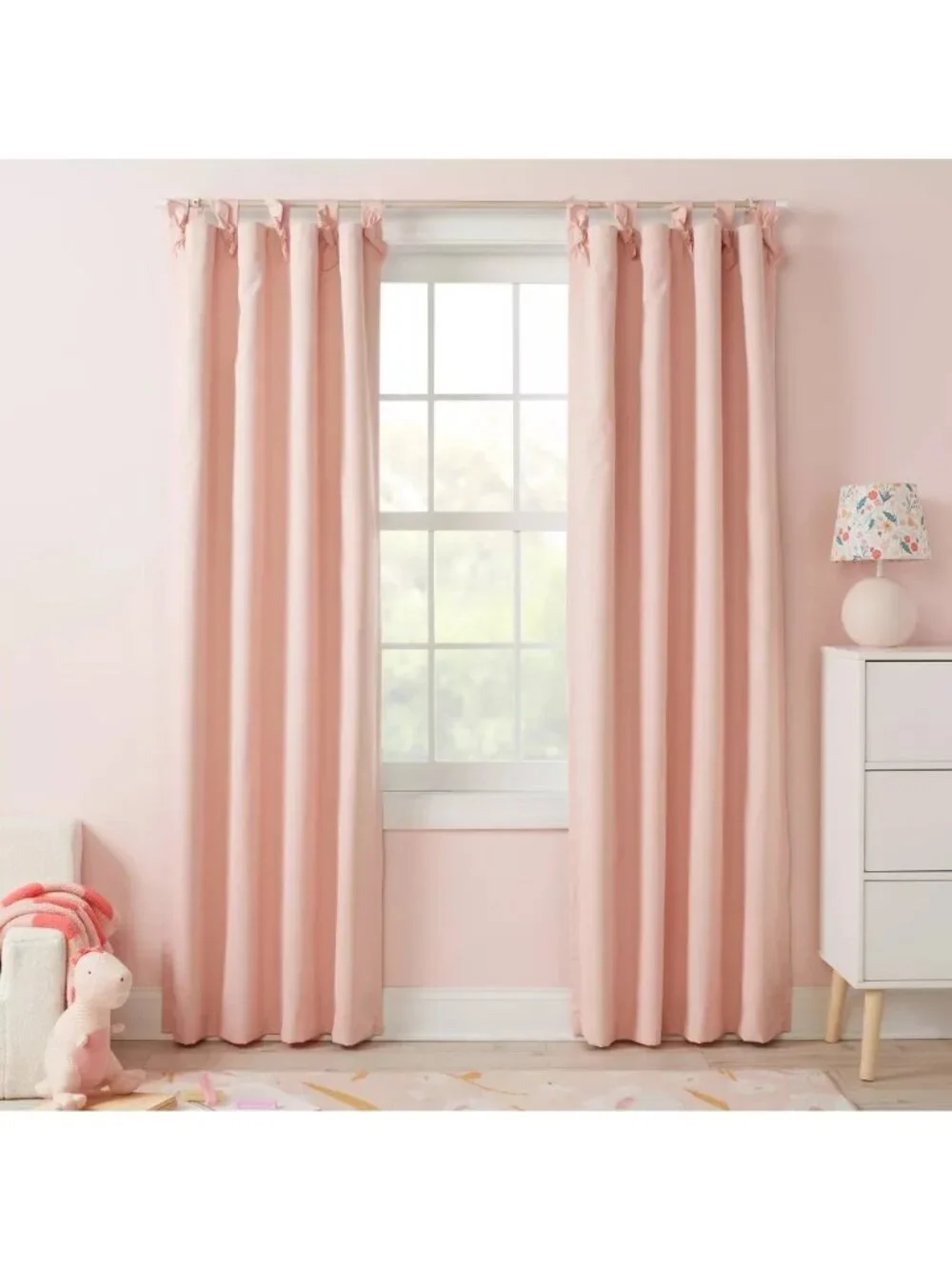 Pillowfort Faux Tie Top Single Blackout & Lined Pink Curtain Panel 42